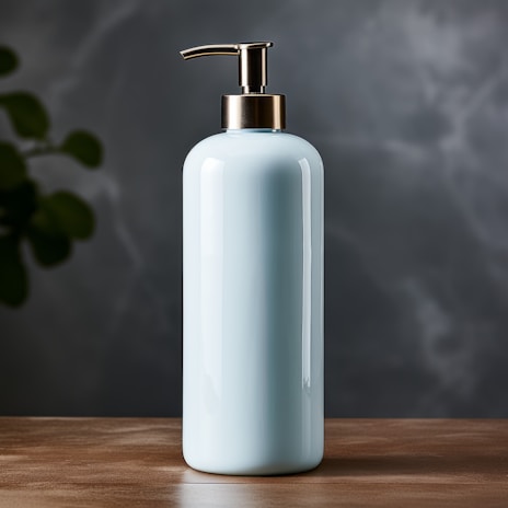 A lifestyle brand product shot styled with clean, modern aesthetics in deep blue and white tones.