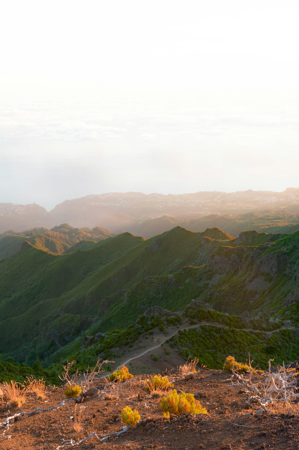 a view of a mountain range from a distance