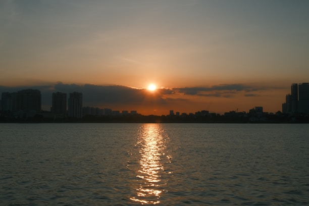 A serene sunset over the Dubai skyline, capturing the beauty of the city.