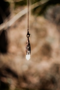 a close up of a small hanging object
