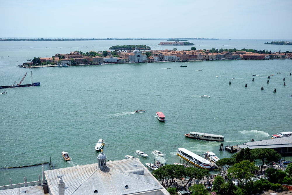 a large body of water with boats in it