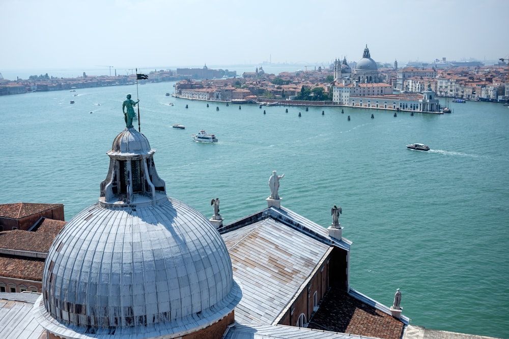 a view of a body of water from a high point of view