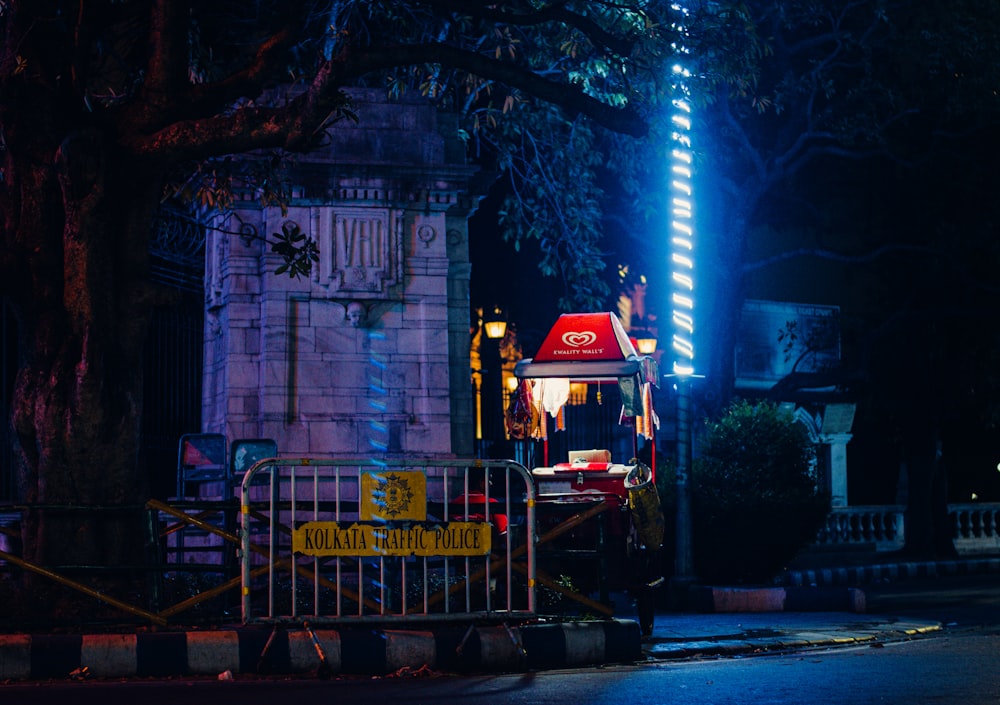 a street scene with focus on a street light