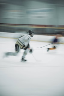 An action shot from a sports highlight reel with intense motion blur