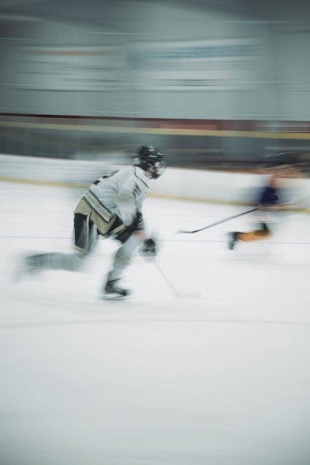 An action shot of players in motion during a dynamic game.
