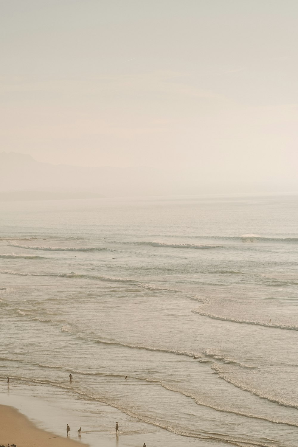 a group of people standing on top of a sandy beach