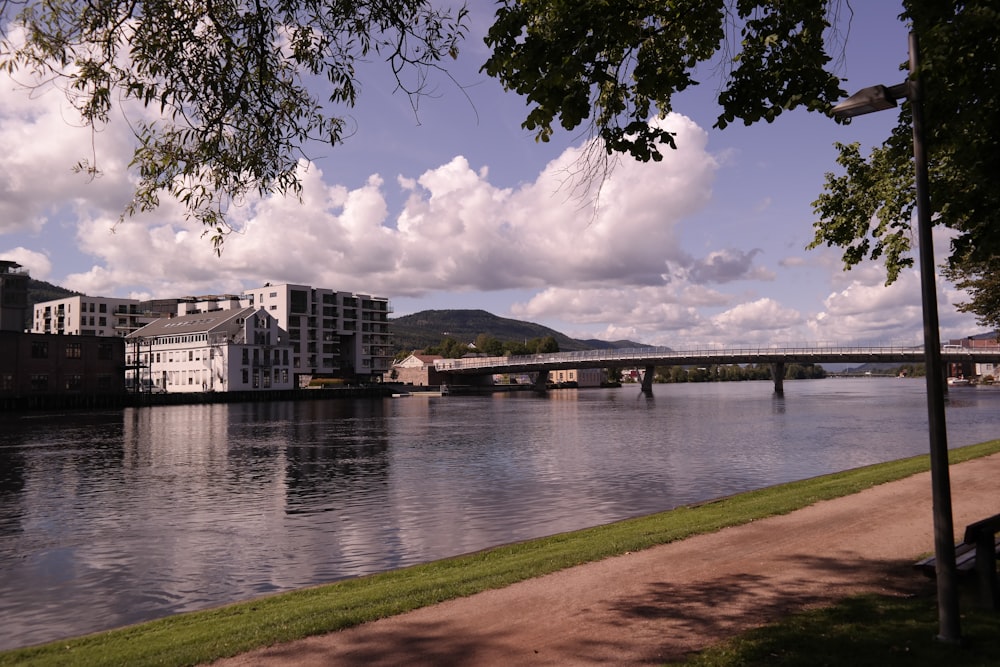 a view of a bridge over a body of water