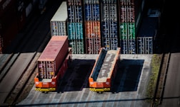 a couple of cargo containers sitting next to each other