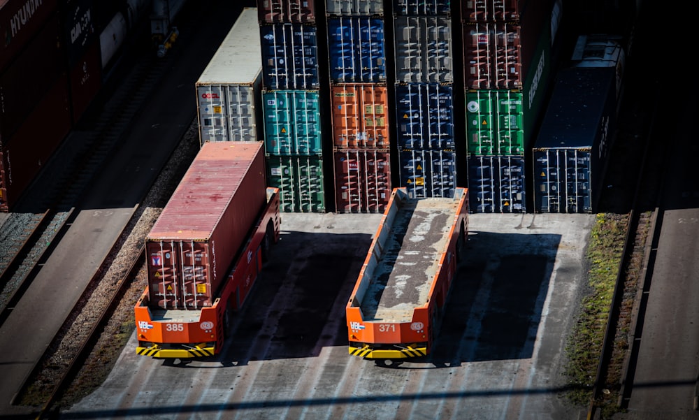 a couple of cargo containers sitting next to each other