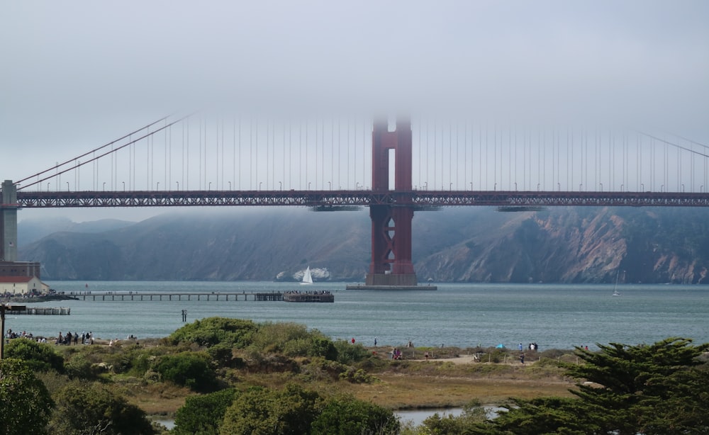 a large bridge spanning over a large body of water