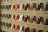 Stylish phone cases arranged neatly showcasing various colors and textures.