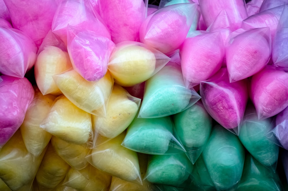 a close up of a pile of candy