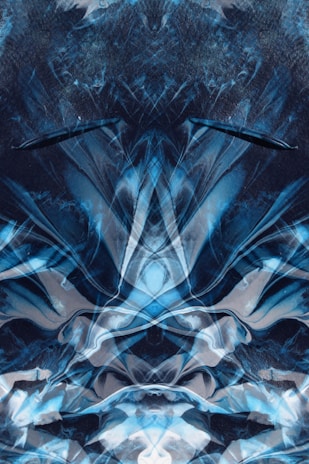 Abstract digital art piece inspired by neural networks, rendered in cool blue and black tones.
