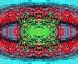 Abstract digital art representing generative AI creating images and text.