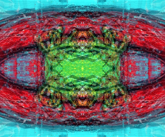 An abstract digital design on a tablet with vibrant colors.