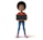 A smiling cartoon character with an afro hairstyle holds a blank chalkboard. The character is wearing a red shirt, blue jeans, and colorful sneakers, and is standing against a plain white background.