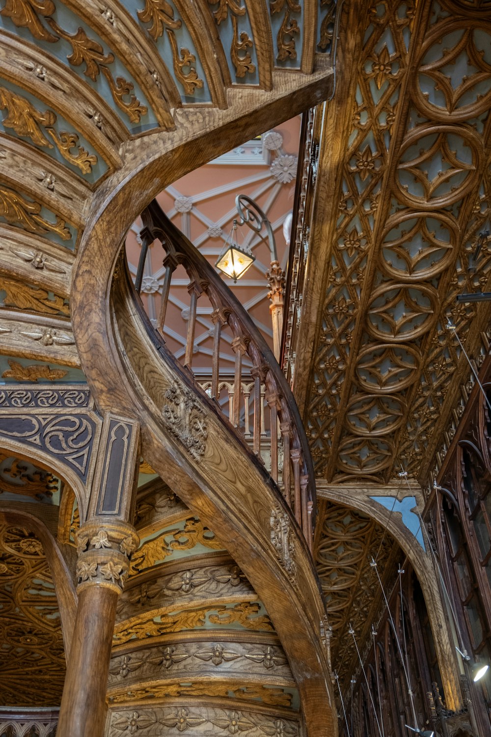 a spiral staircase inside of a building