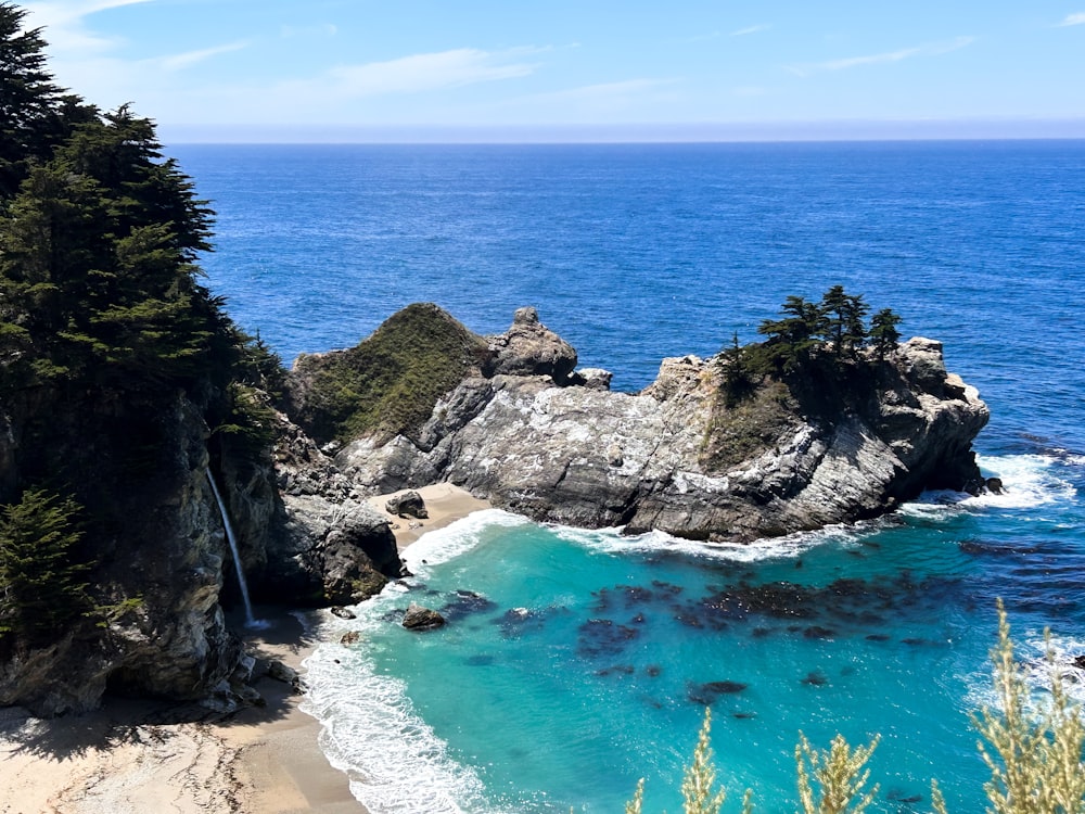 a view of the ocean from a cliff