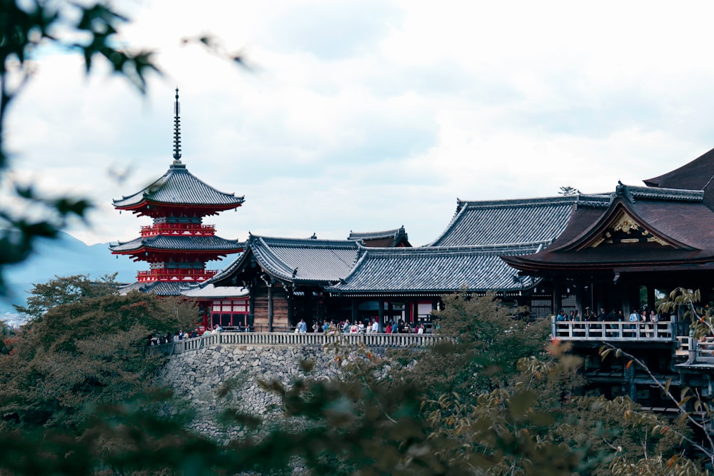 a building with a pagoda in the background