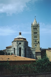 a tall tower with a clock on top of it