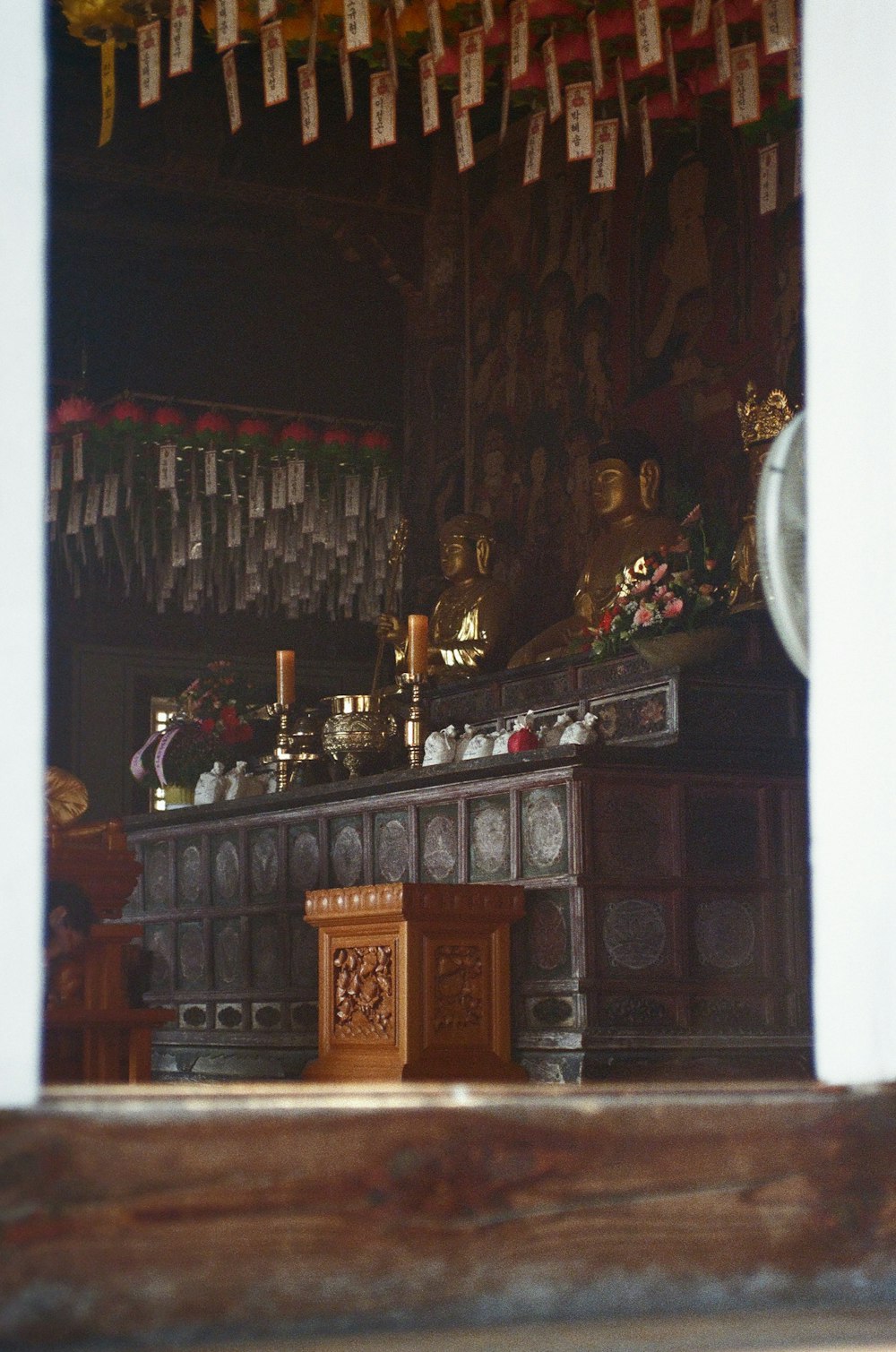 a room filled with lots of decorations and a clock