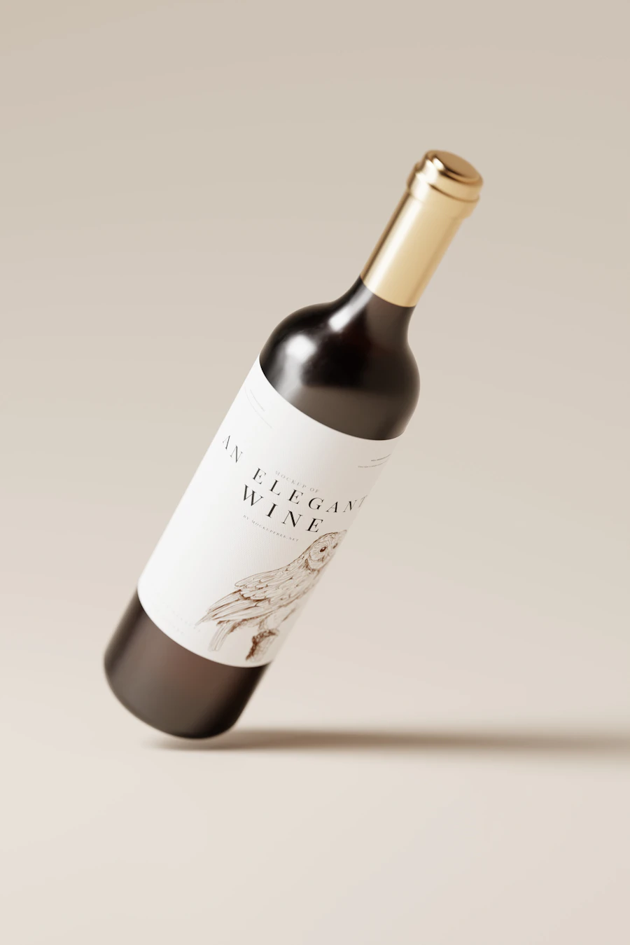 Red wine bottle close up