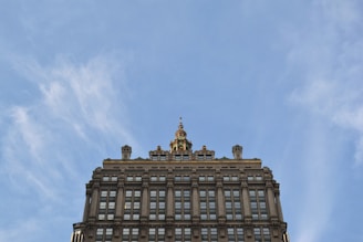 An intricate architectural design blueprint for a skyscraper.