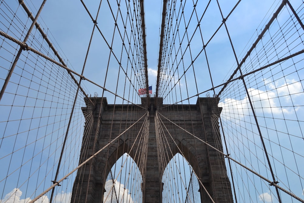 a view of the top of the brooklyn bridge