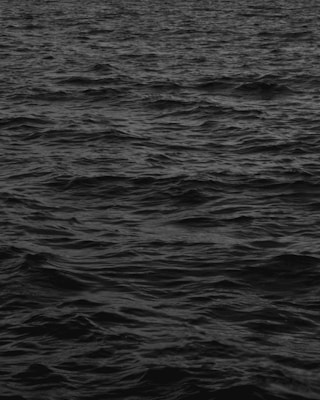 Dark ocean waves in a monochromatic color palette, creating a sense of calm yet mysterious atmosphere.