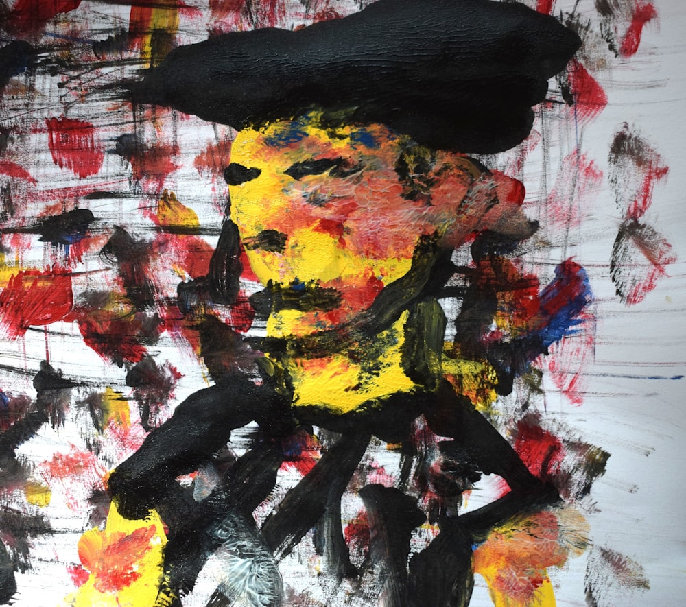 une peinture d’un homme avec un chapeau noir