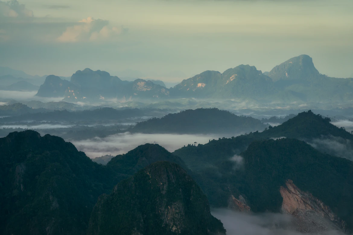 The breathtaking limestone karst mountains of Vang Vieng