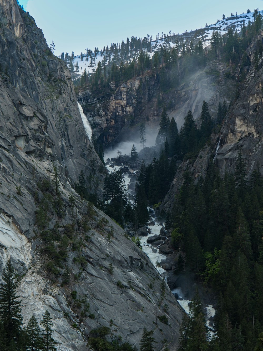 a mountain with a river running through it