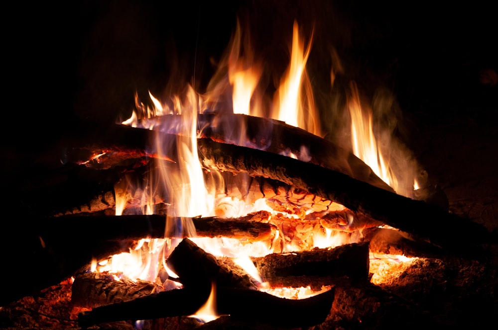 a close up of a fire in a fireplace