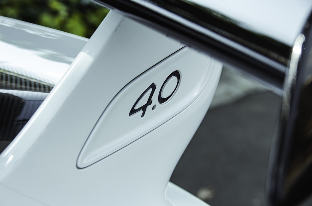 a close up of the number forty on a car