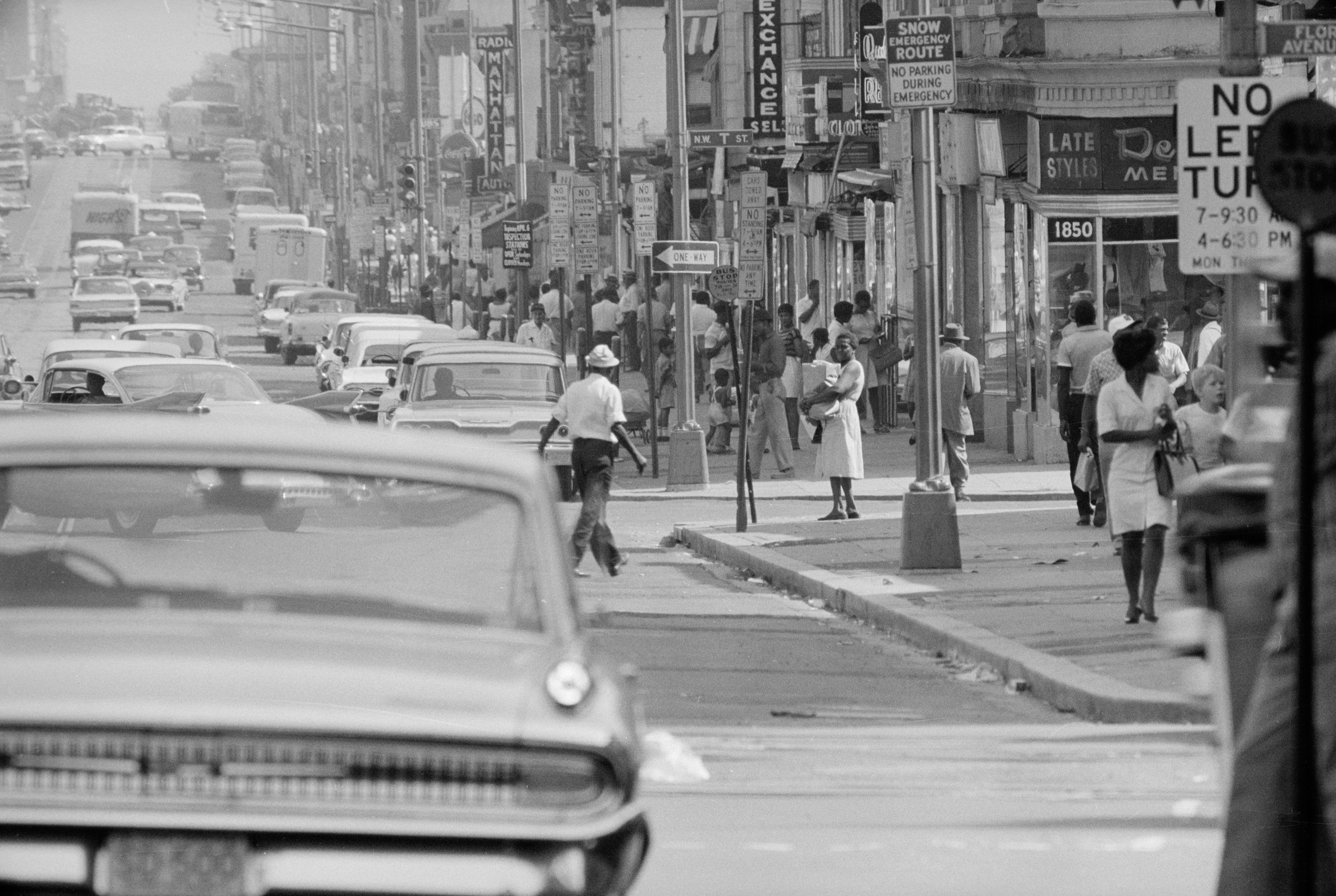 A busy street, Blagden Avenue, N.W., in an African American business district, Washington, D.C.