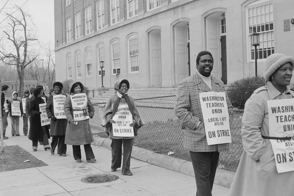 African American teachers from the Washington Teachers Union, Local 6 American Federation of Teachers, AFL-CIO on the picket line, Washington, D.C.