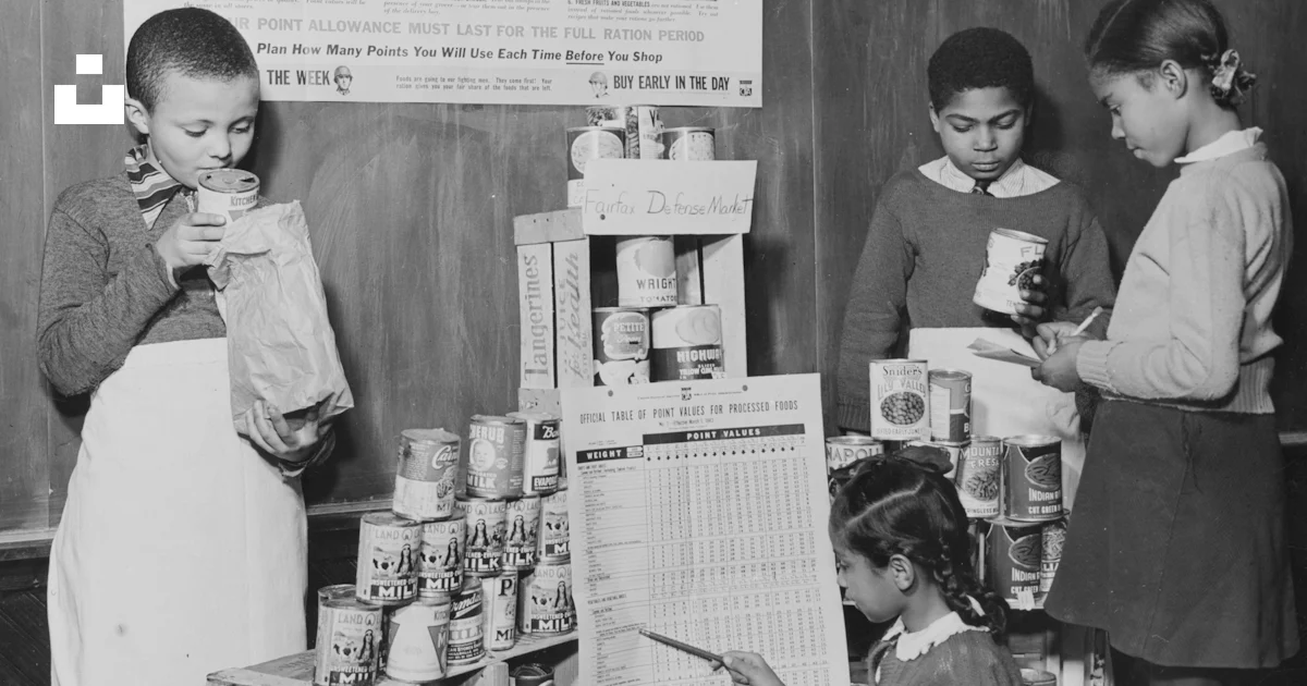 African American children learning about war rationing at school ...