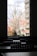 A dimly lit interior features rows of black chairs arranged in a classroom setting. Through a large window, a tree with red and orange autumn leaves is visible, set against the blurred background of a building.