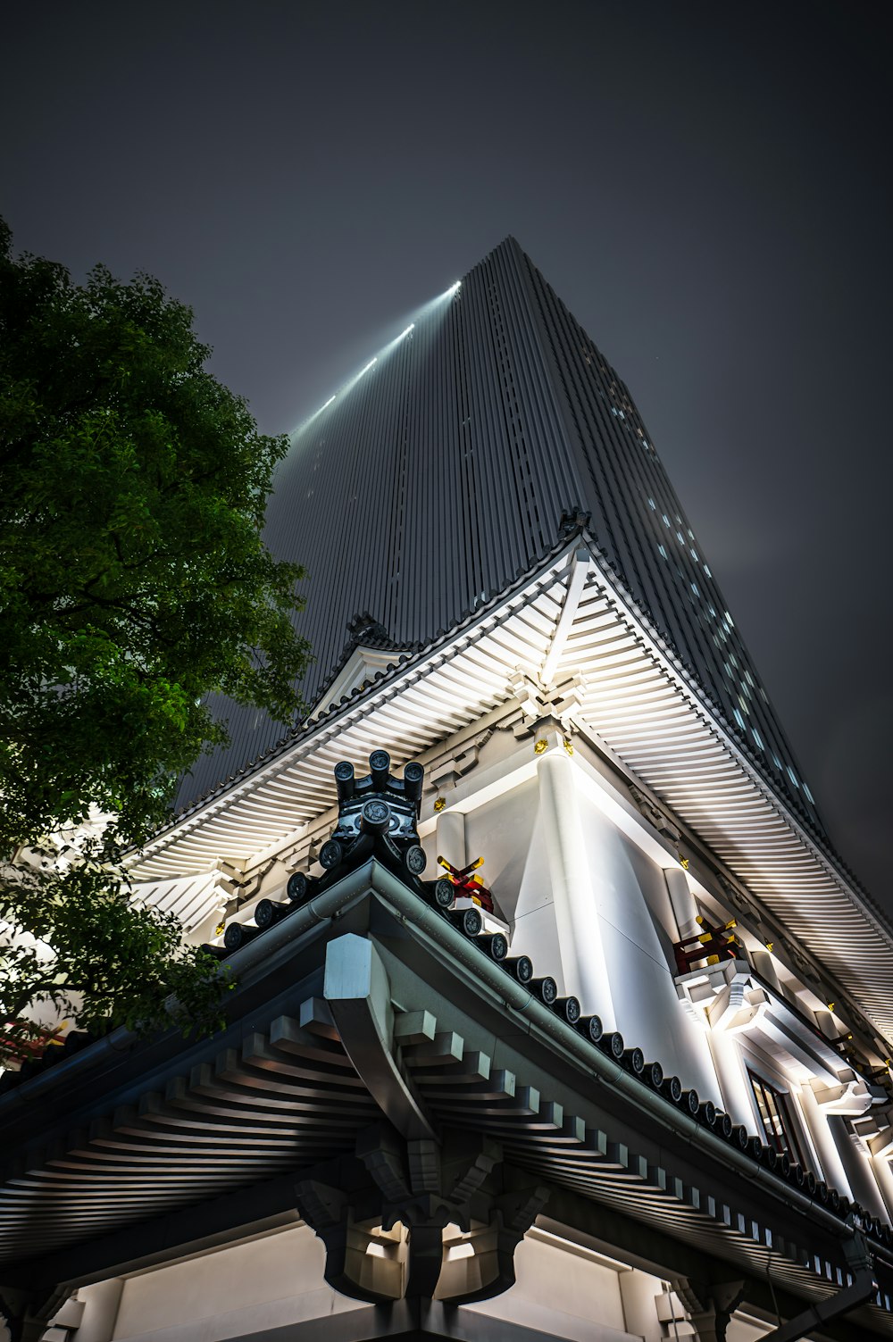 a very tall building with a very tall roof