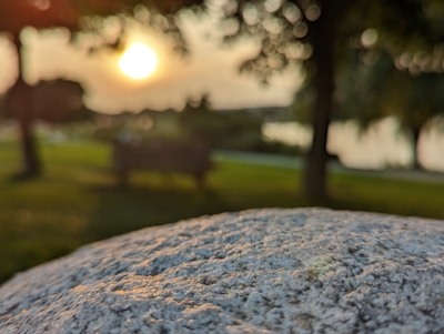 A serene outdoor setting with a beautiful sunset backdrop.