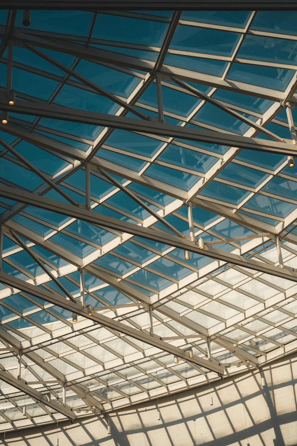 a view of a glass roof in a building