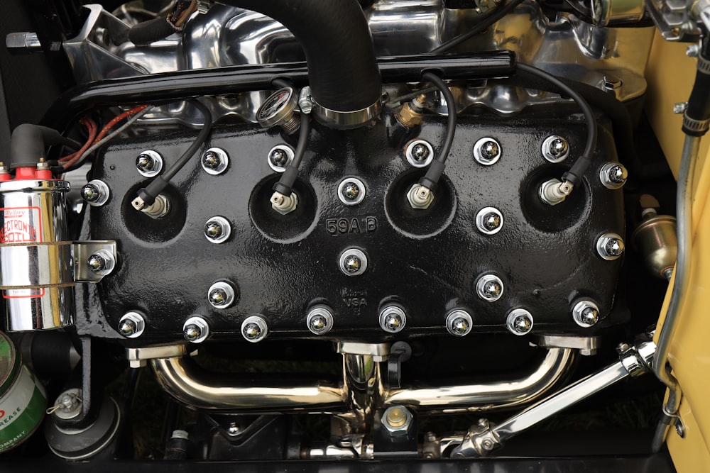 a close up of the engine of a motorcycle