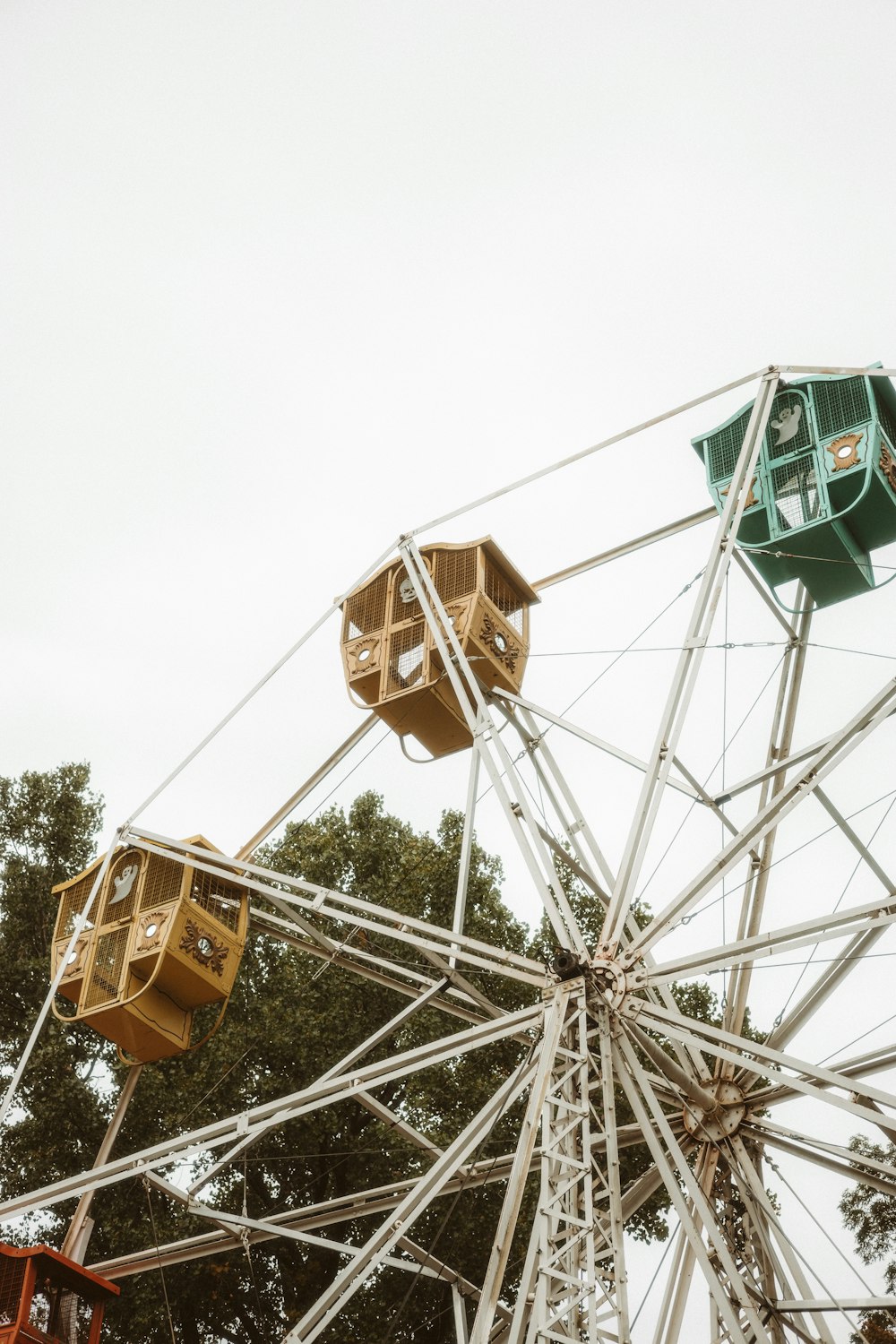 a large ferris wheel sitting next to a forest