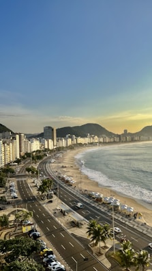 A panoramic view of the coastal town of Hua Hin with festival tents dotting the shoreline