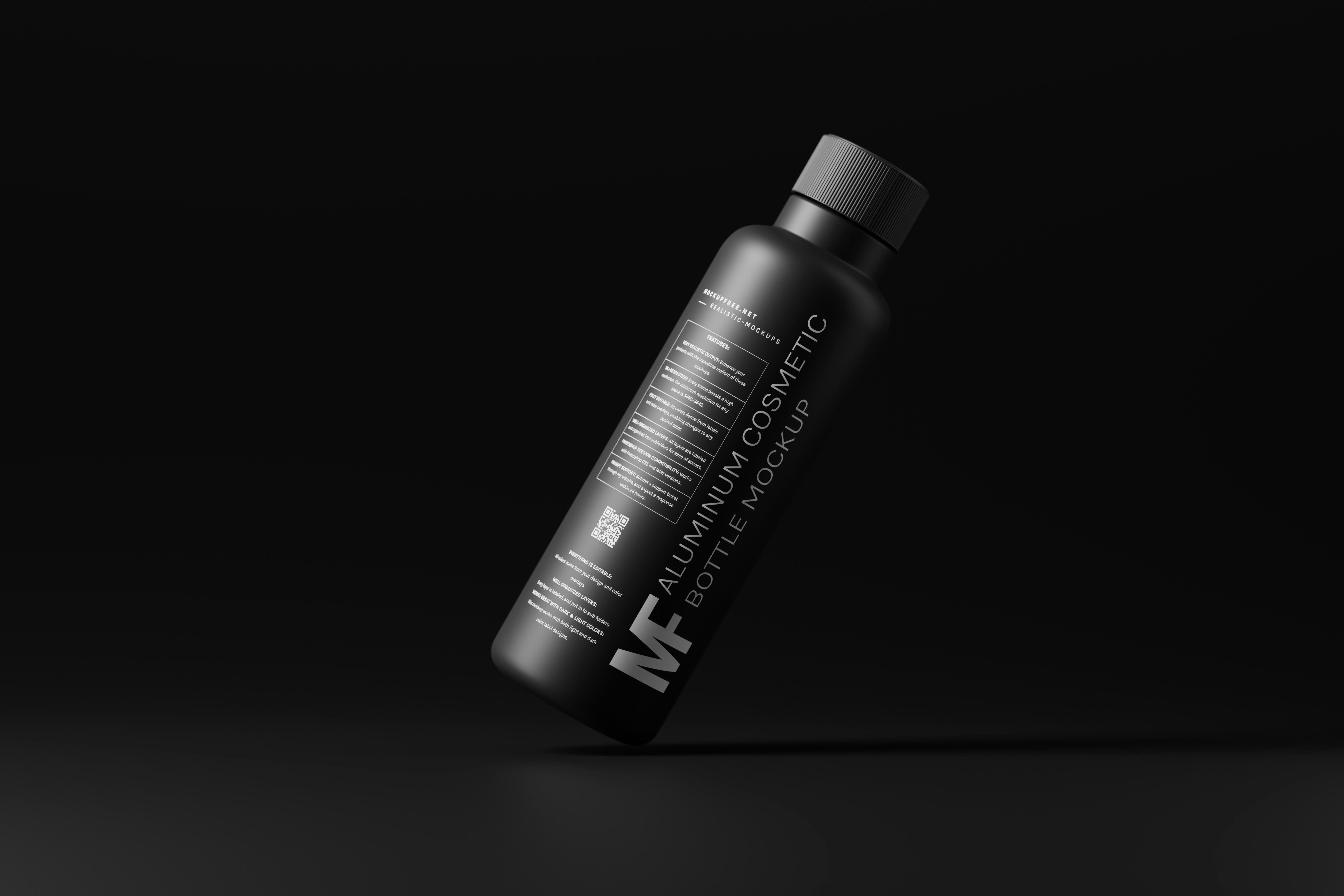 a black bottle of deodorant on a black background