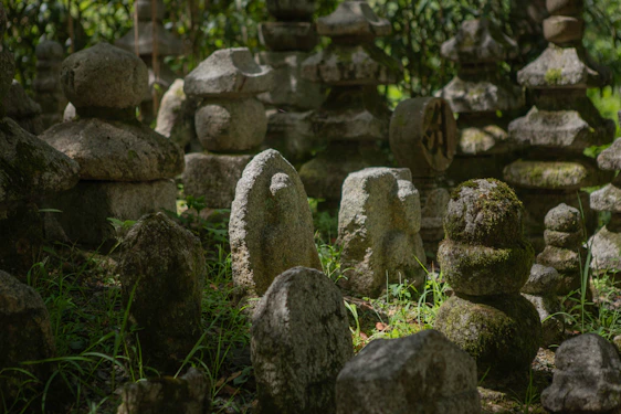 A serene image of a team member gently cleaning a gravestone surrounded by soft greenery.
