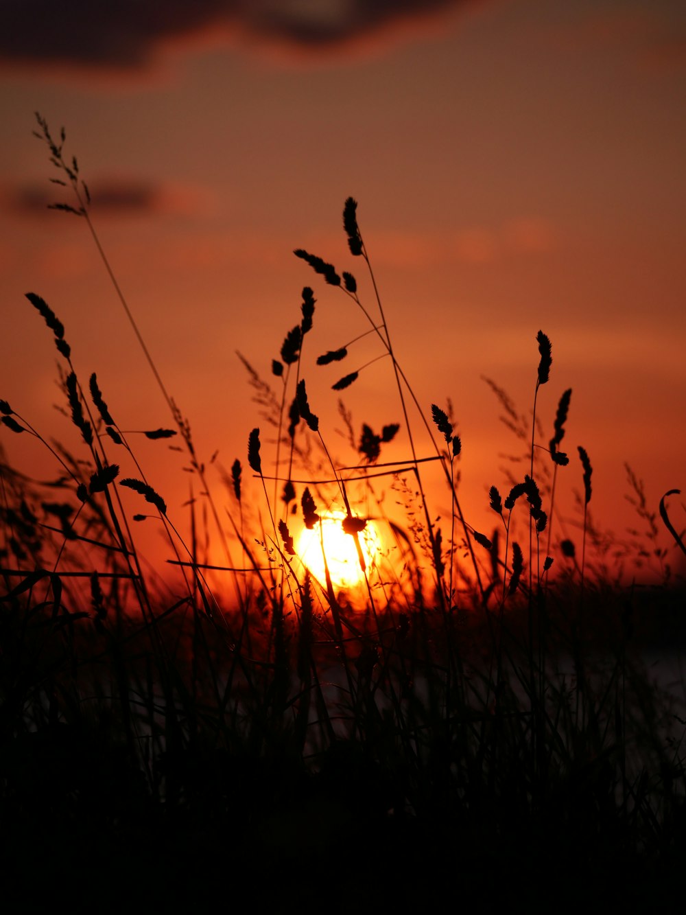 the sun is setting over a body of water