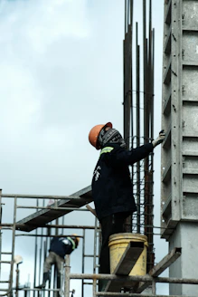 a man is working on a construction site