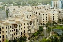 A panoramic view of Bahçekent neighborhood showcasing residential buildings and green spaces.