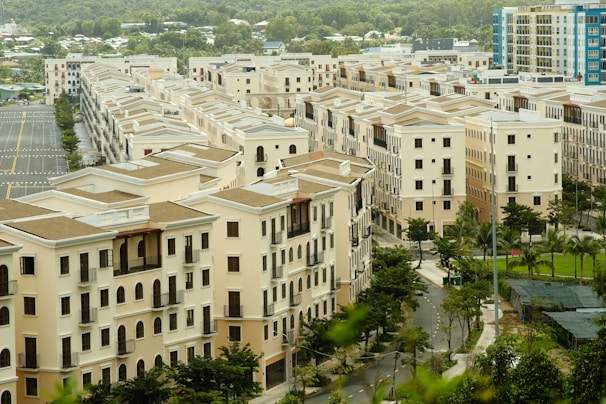 A panoramic shot of residential buildings available through Gupta Properties.